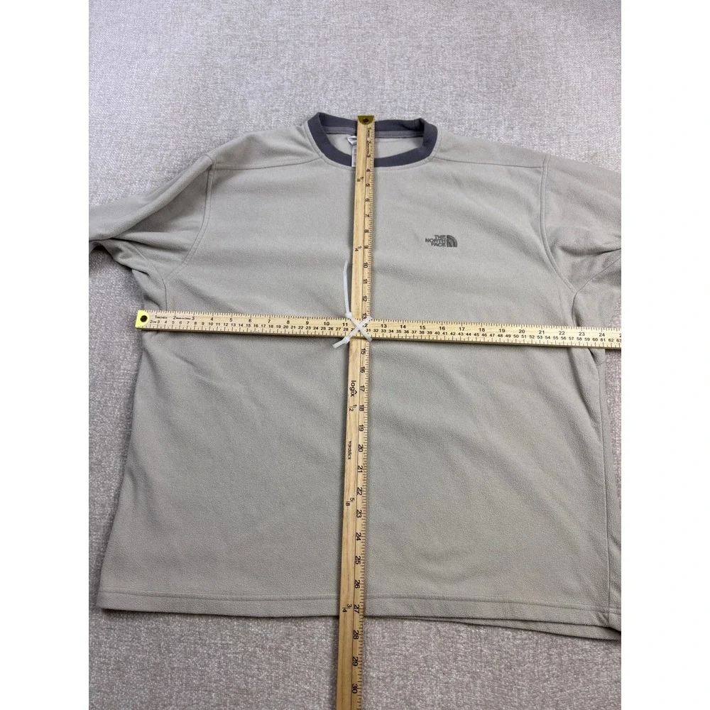 The North Face Mens Tan Fleece Pullover Long Sleeve Crew Neck Pocket Large